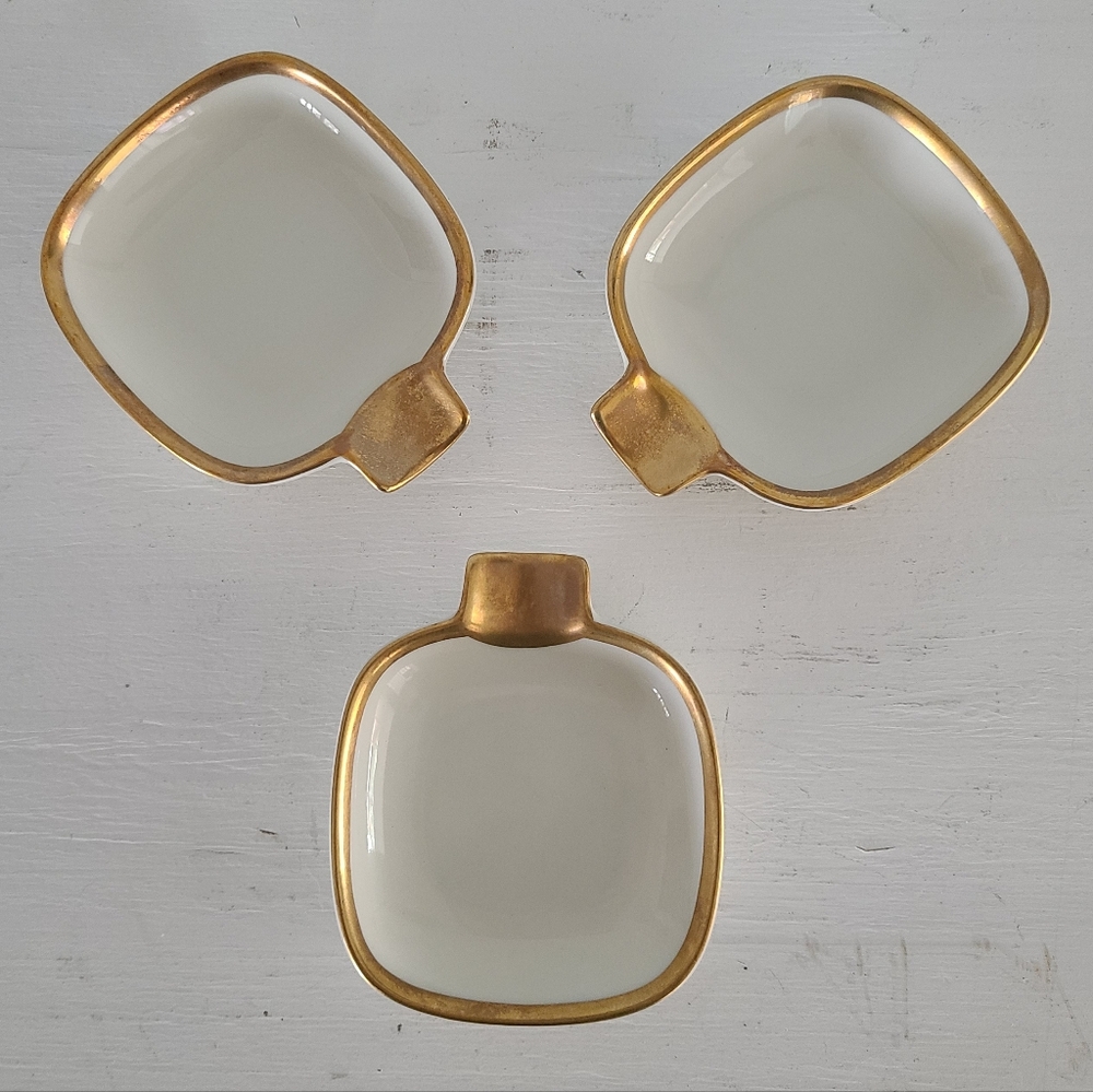 Set of 3 Porcelain Edelstein Individual Personal Ashtray